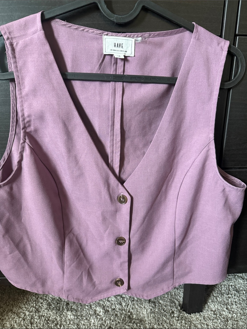 HAVE Dusty Lavender Button-Front V-Neck Crop Top